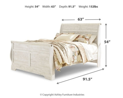 Willowton Queen Sleigh Bed, Dresser and Mirror