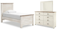 Willowton Twin Panel Bed, Dresser and Mirror