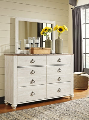 Willowton Queen Sleigh Bed, Dresser and Mirror