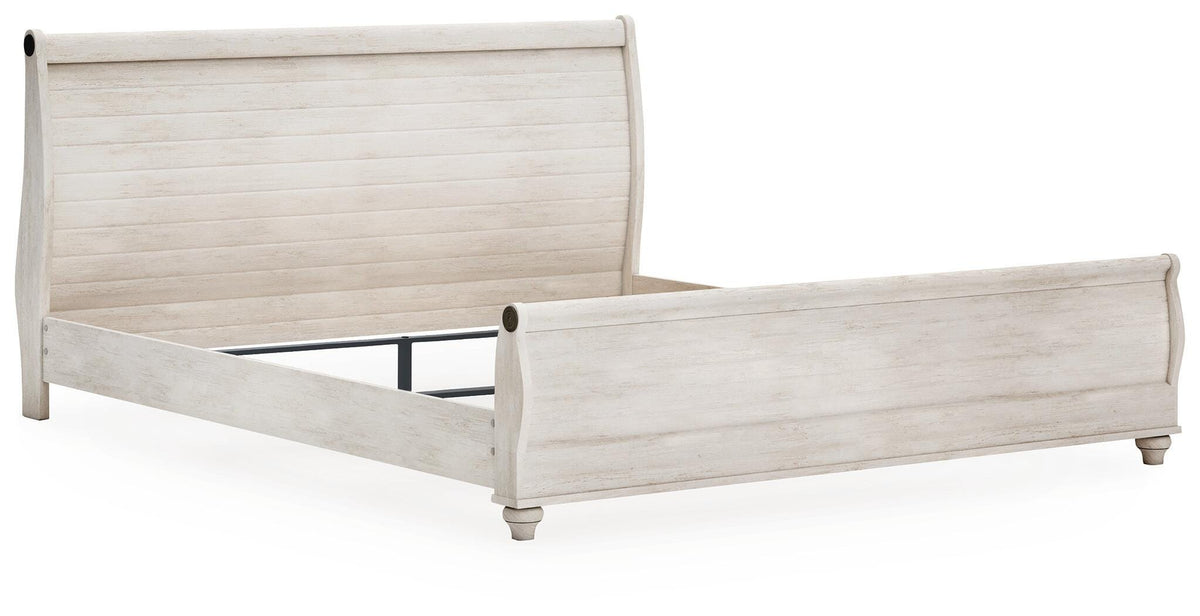 Willowton Queen Sleigh Bed with Mirrored Dresser and Nightstand
