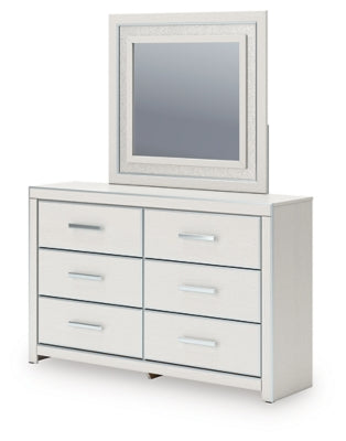Zuraleus Queen Upholstered Panel Platform Bed, Dresser and Mirror
