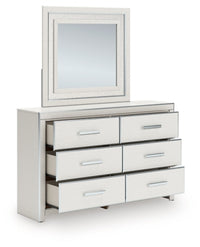 Zuraleus Queen Upholstered Panel Platform Bed, Dresser and Mirror