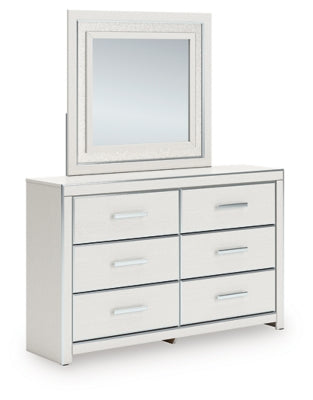 Zuraleus Queen Upholstered Panel Platform Bed, Dresser and Mirror