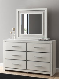 Zuraleus Queen Upholstered Panel Platform Bed, Dresser and Mirror