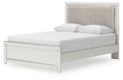 Zuraleus Queen Upholstered Panel Platform Bed, Dresser and Mirror