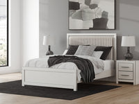 Zuraleus Queen Upholstered Panel Platform Bed, Dresser and Mirror