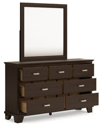 Covetown California King Panel Bed, Dresser and Mirror