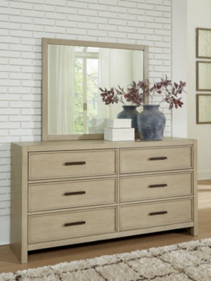 Calmoro Queen Bookcase Bed, Dresser and Mirror