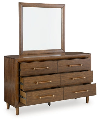 Lyncott Queen Upholstered Bed, Dresser, Mirror and 2 Nightstands