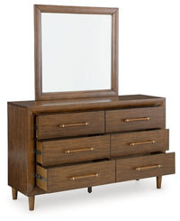 Lyncott Queen Upholstered Bed, Dresser, Mirror and 2 Nightstands