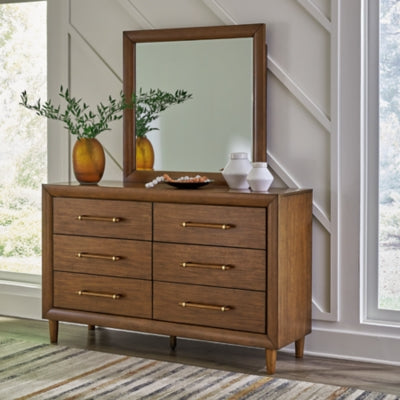 Lyncott Queen Upholstered Bed, Dresser, Mirror and 2 Nightstands