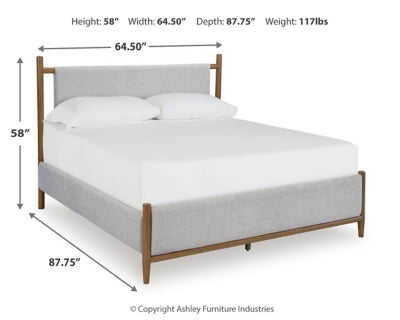 Lyncott Queen Upholstered Bed, Dresser, Mirror and 2 Nightstands
