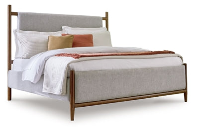 Lyncott Queen Upholstered Bed, Dresser, Mirror and 2 Nightstands