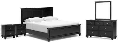 Lanolee King Panel Bed, Dresser, Mirror and 2 Nightstands