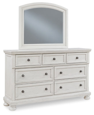 Robbinsdale King Sleigh Storage Bed, Dresser and Mirror