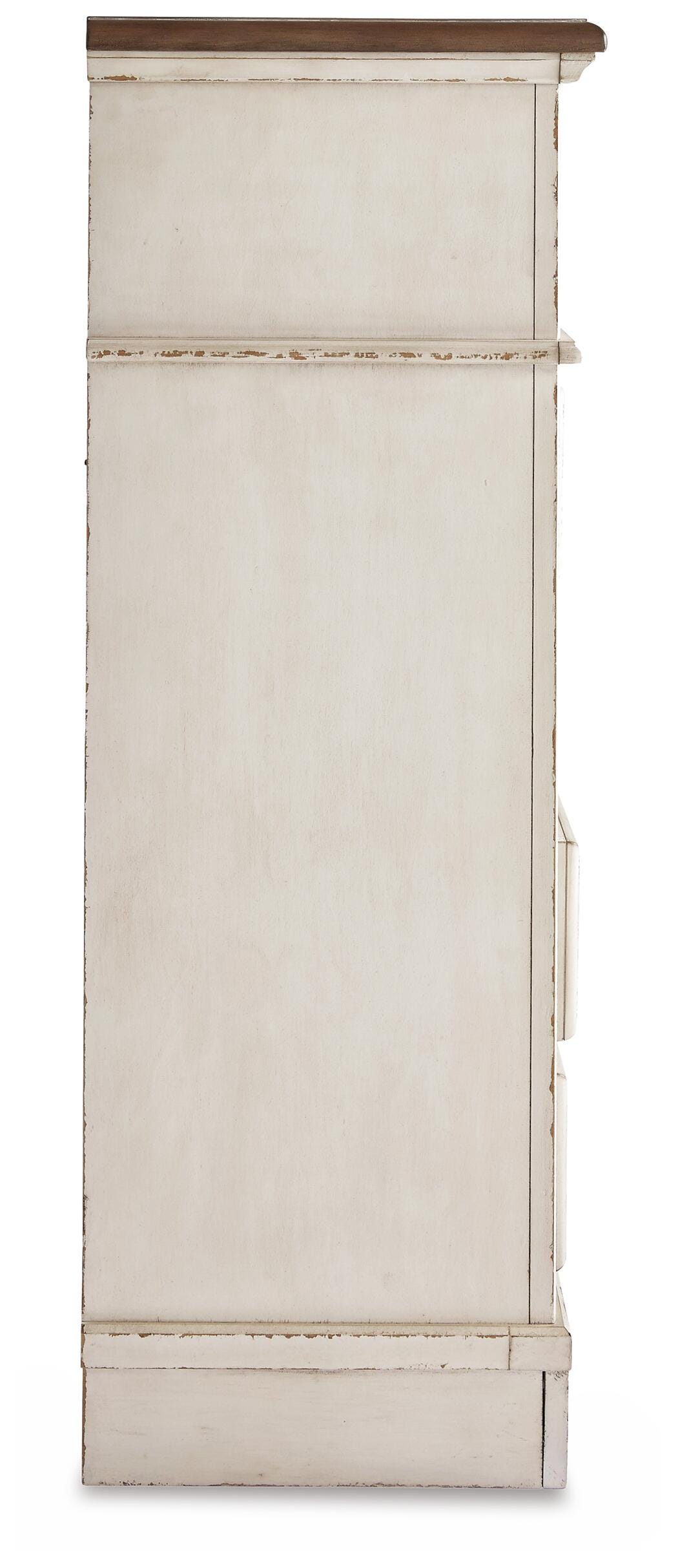 Realyn Full Upholstered Panel Bed, Dresser, Mirror, Chest and Nightstand