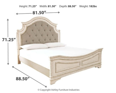 Realyn King Panel Bed, Dresser, Mirror, Chest and Nightstand