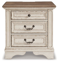 Realyn Queen Upholstery Panel Bed, Dresser, Chest, Nightstand, and Vanity Set