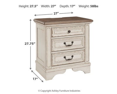Realyn Queen Upholstered Panel Bed, Dresser, Mirror, Chest and Nightstand