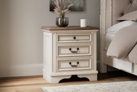Realyn Queen Upholstery Panel Bed, Dresser, Chest, Nightstand, and Vanity Set