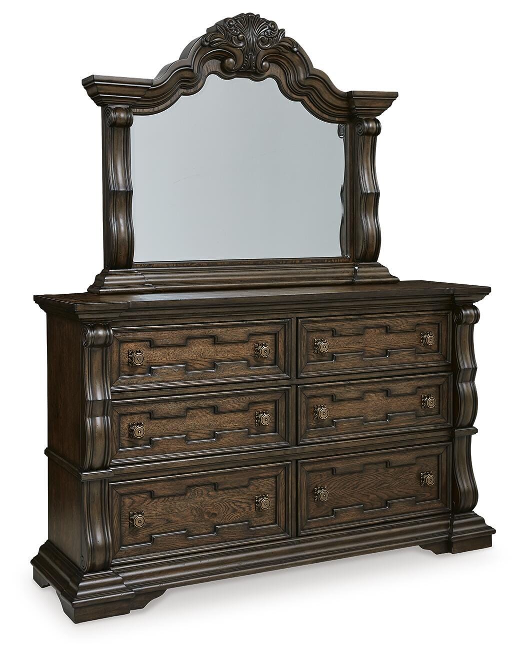 Maylee California King Panel Bed, Dresser, Mirror and Nightstand