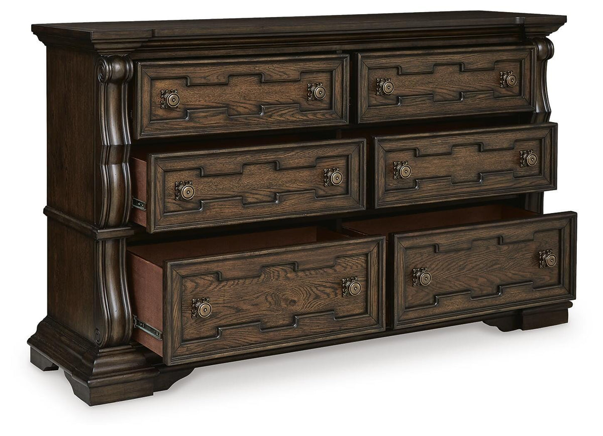 Maylee King Upholstered Panel Bed and Dresser