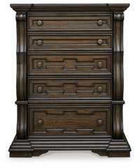 Maylee Queen Upholstered Bed, Dresser, Chest and Nightstand