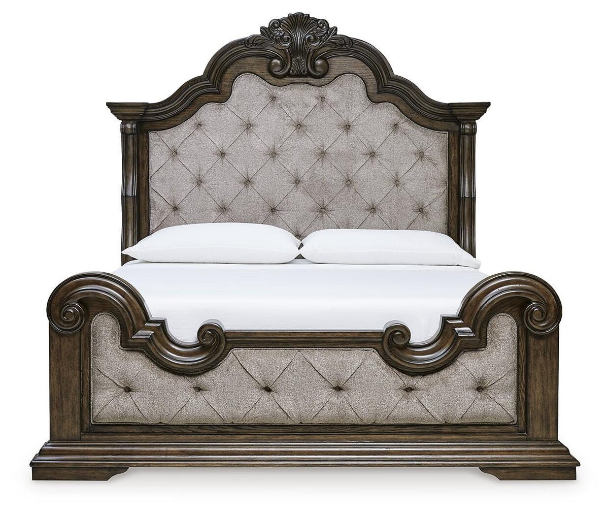 Maylee California King Panel Bed, Dresser, Mirror and Nightstand