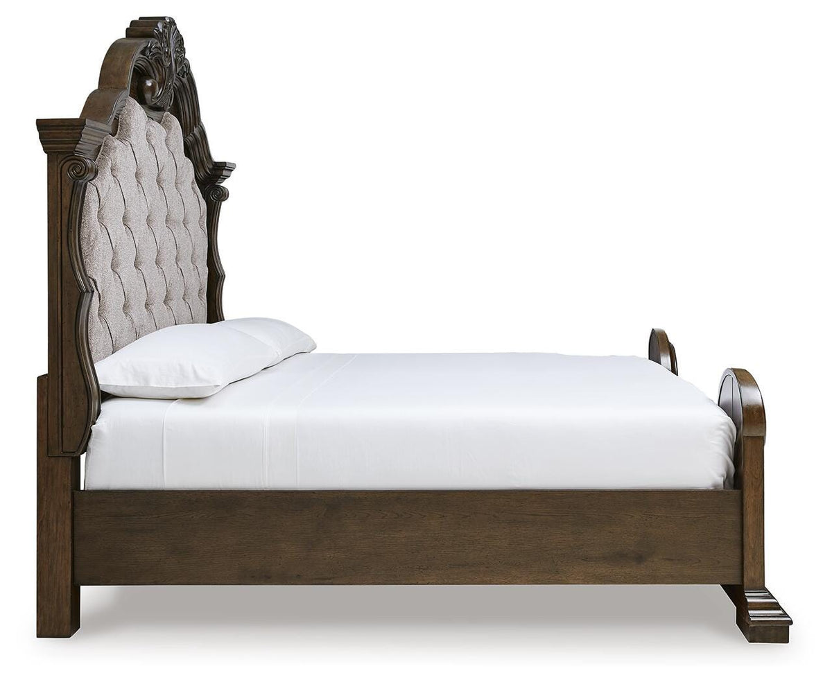 Maylee King Upholstered Panel Bed and Dresser