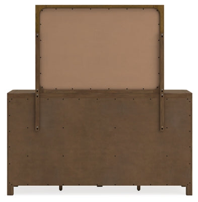 Cabalynn California King Panel Bed with Storage, Dresser and Mirror