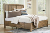 Cabalynn California King Panel Bed with Storage, Dresser and Mirror