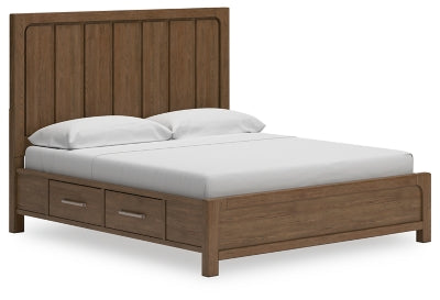 Cabalynn California King Panel Bed with Storage, Dresser and Mirror