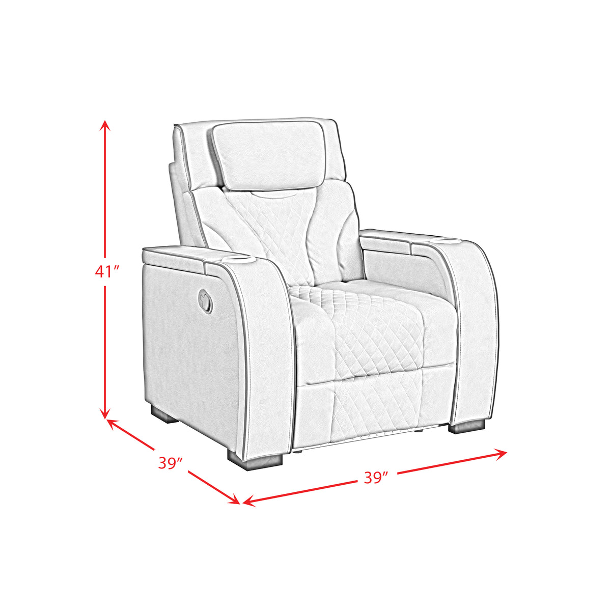 Blitz Motion Recliner with LED in Simba Taupe and Black Welt