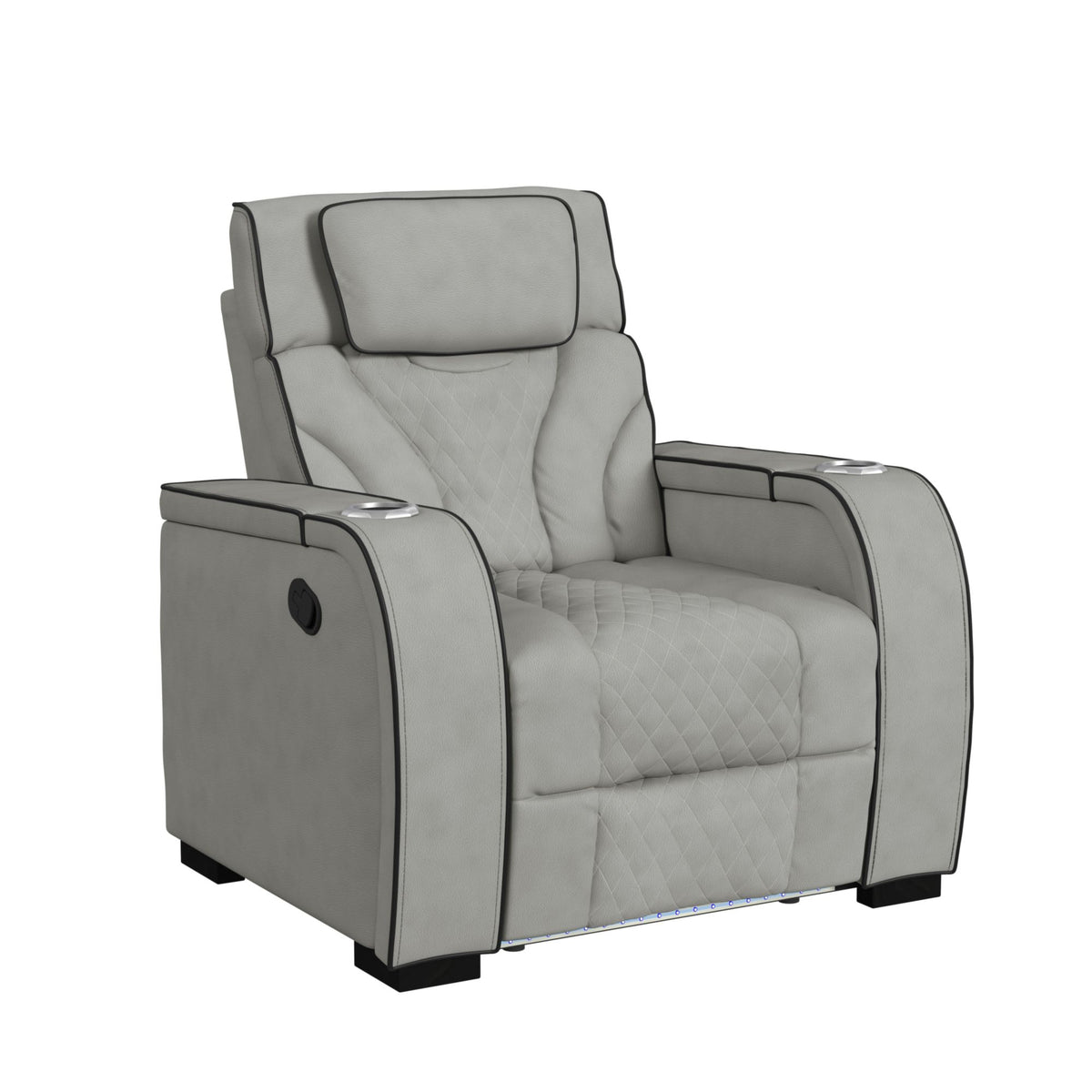 Blitz Motion Recliner with LED in Simba Taupe and Black Welt
