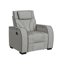 Blitz Motion Recliner with LED in Simba Taupe and Black Welt