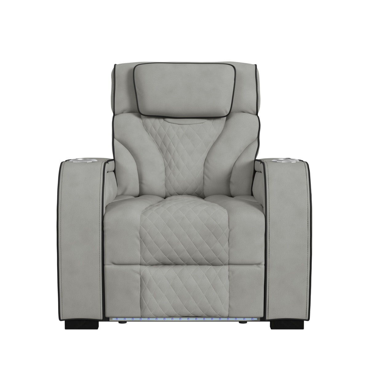 Blitz Motion Recliner with LED in Simba Taupe and Black Welt