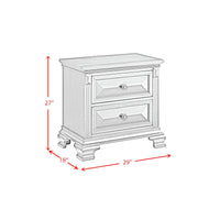 Bridgestone 2-Drawer Nightstand with USB in Antique White