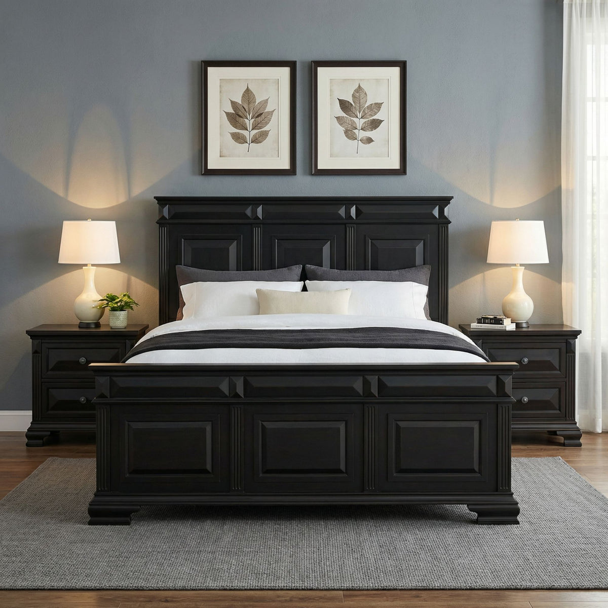 Bridgestone King 3PC Bedroom Set with 2 Nightstands in Black