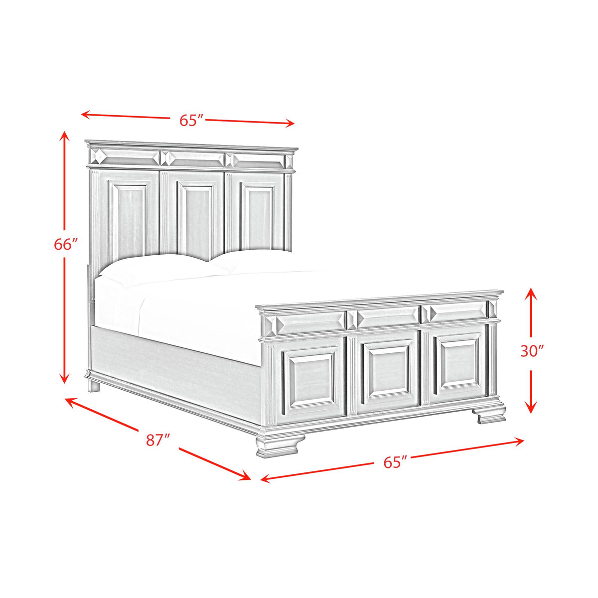 Bridgestone Queen 4PC Bedroom Set with 2 Nightstands & Chest in Black