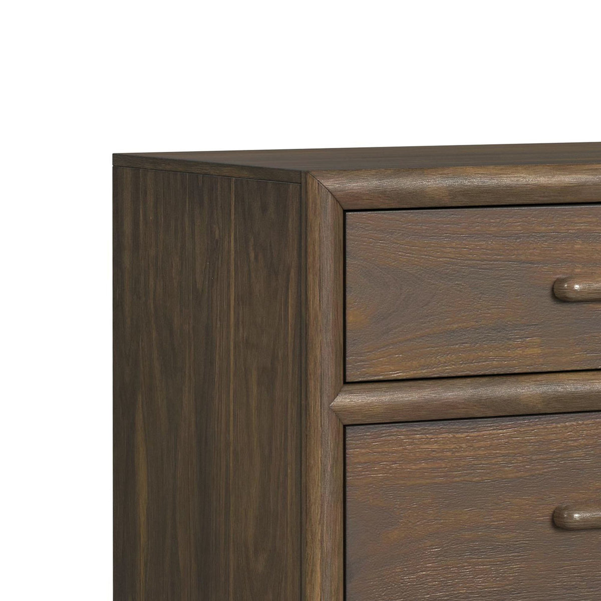 Brisbane King UPH 5PC Bedroom Set with Boucle Beige and LED in Brown