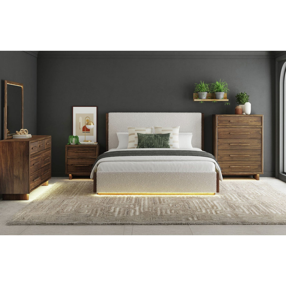 Brisbane Dresser and Mirror Set with LED in Brown