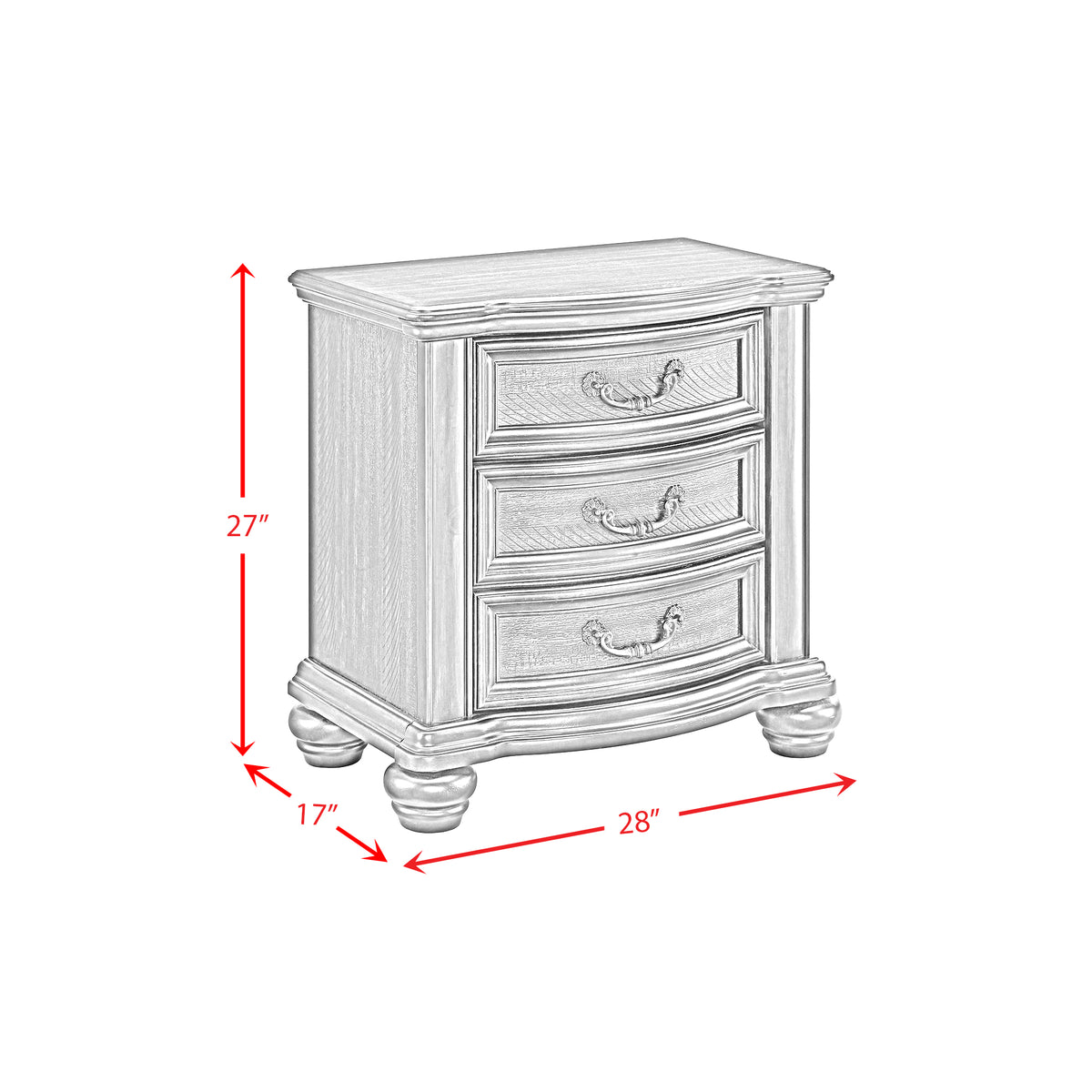 Brunswick Queen 3PC Bedroom Set with 2 Nightstands in Mahogany