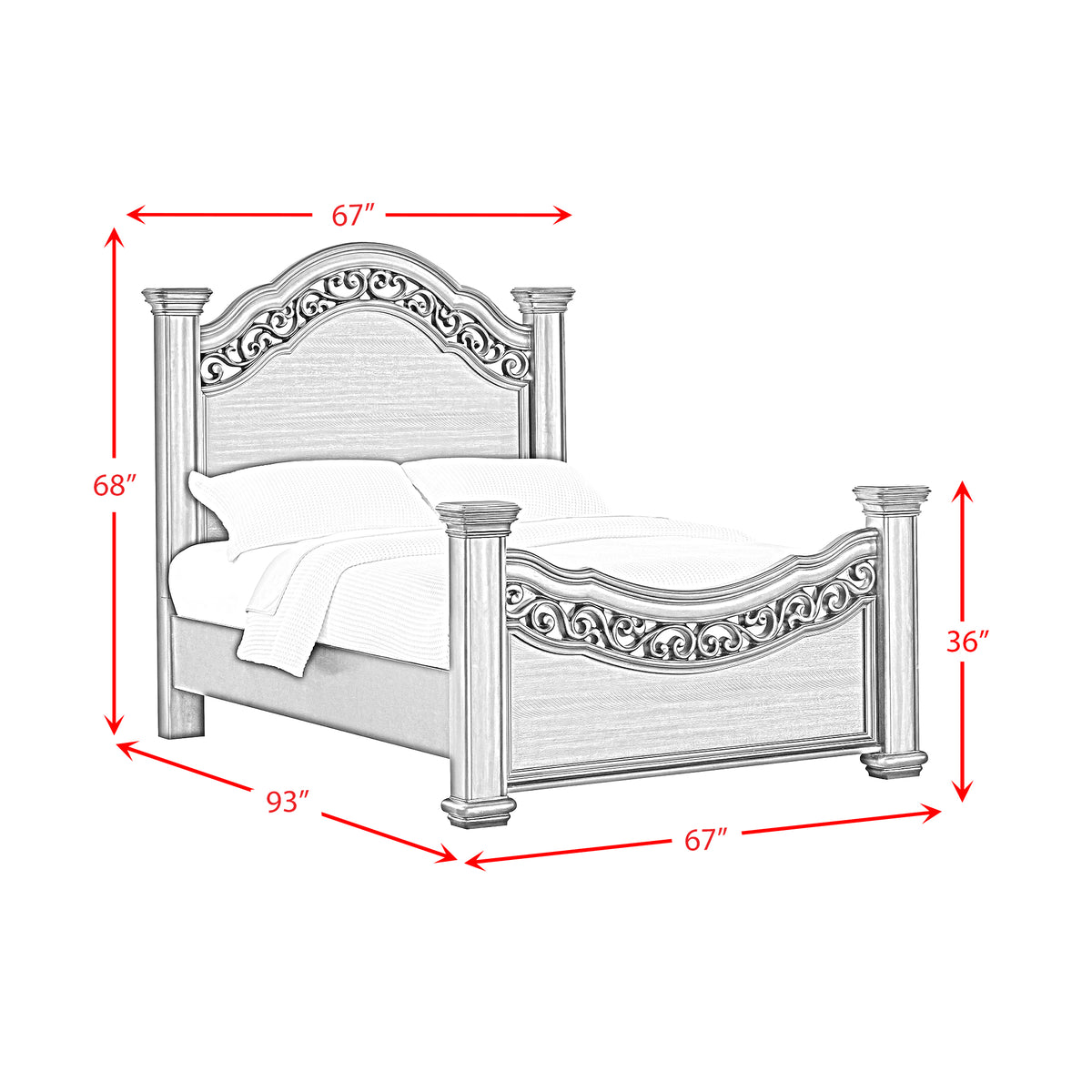 Brunswick Queen 3PC Bedroom Set with 2 Nightstands in Mahogany