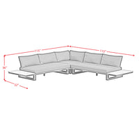 Cabana Three Piece Outdoor Living Set with Dark Grey Olefin in Black
