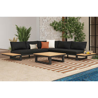 Cabana Coffee Table with Natural Top in Black