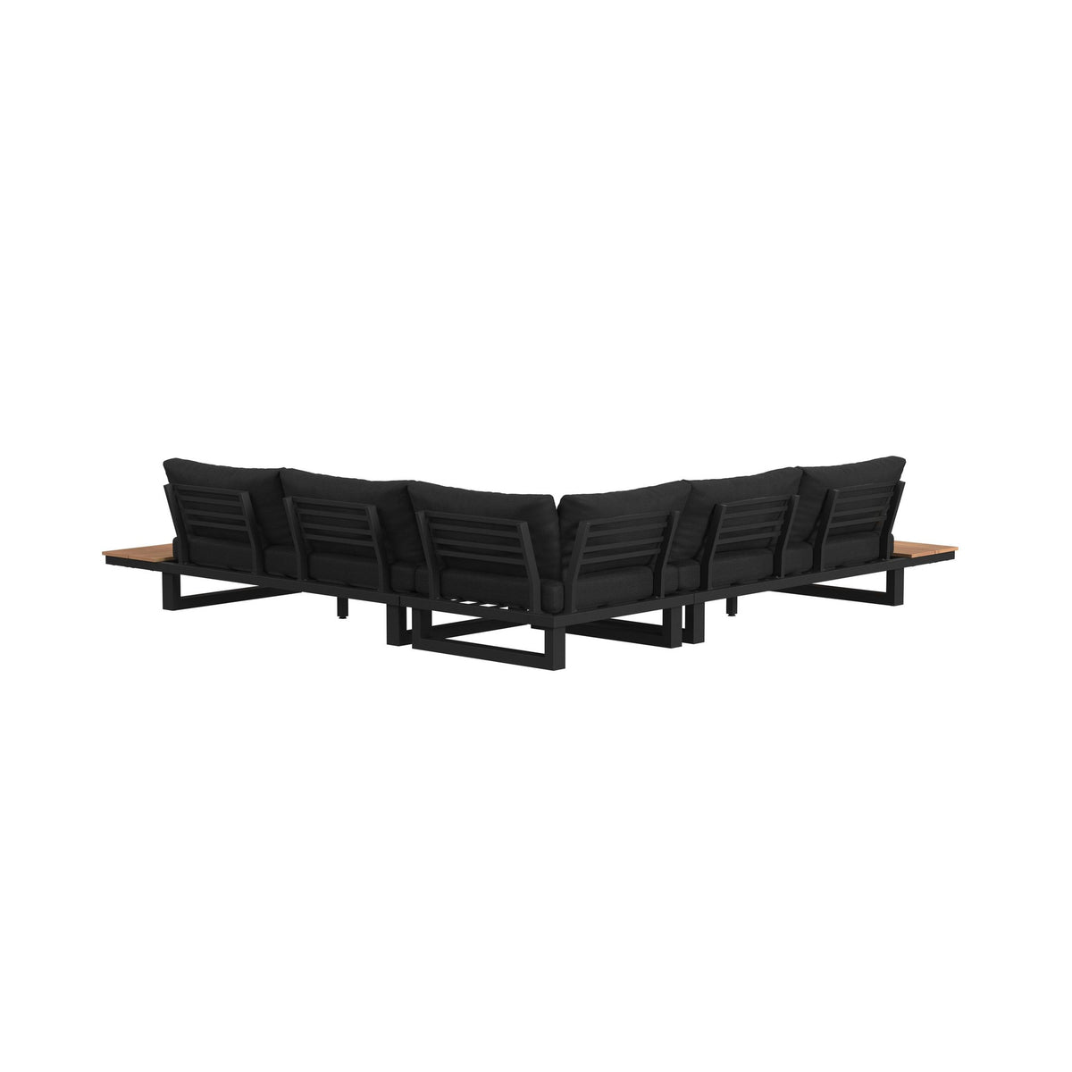 Cabana Three Piece Outdoor Living Set with Dark Grey Olefin in Black