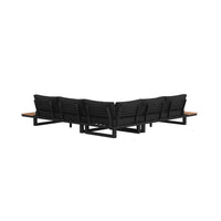 Cabana Three Piece Outdoor Living Set with Dark Grey Olefin in Black
