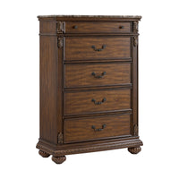 Cadenza Queen UPH 5PC Bedroom Set with Black PU in Brown