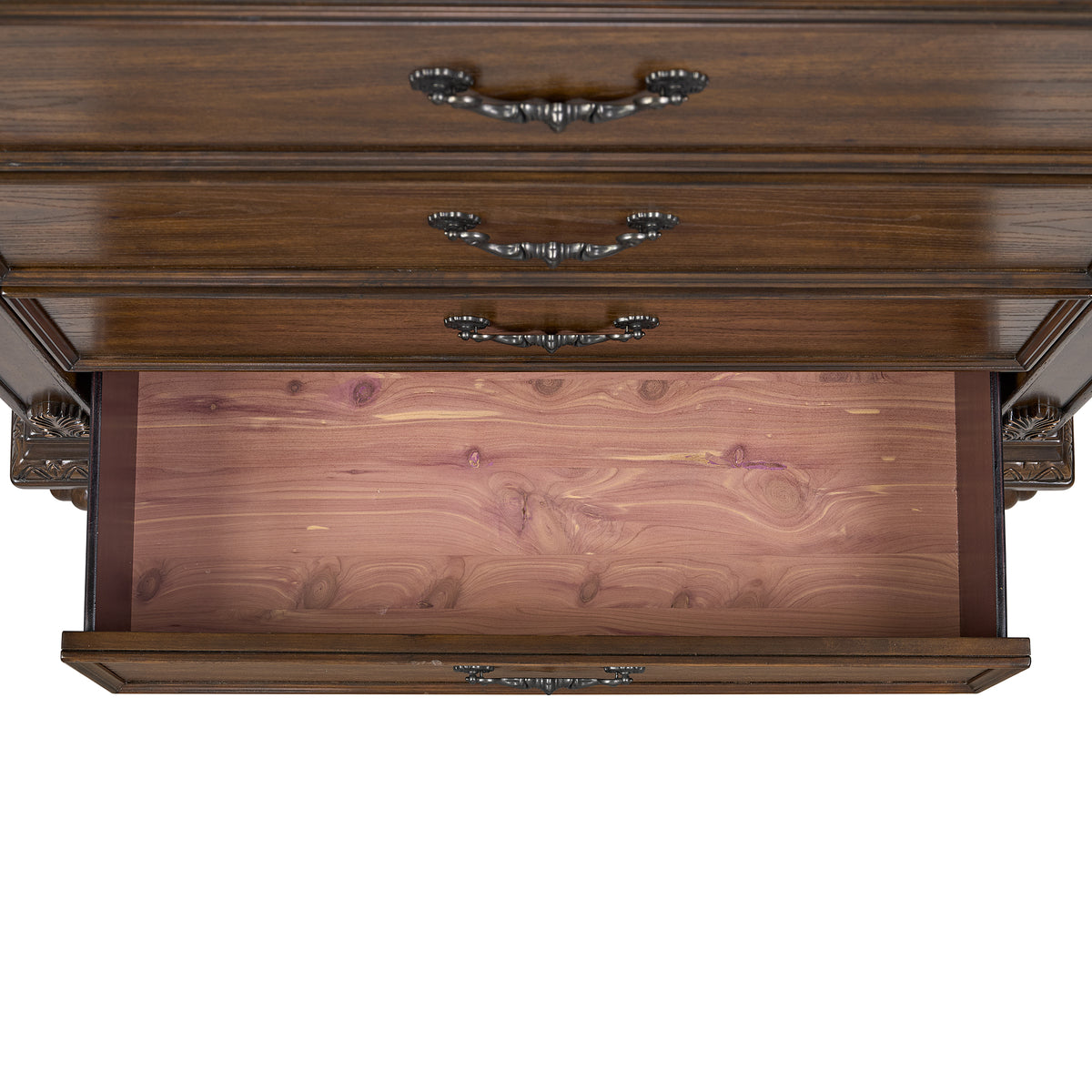 Cadenza Queen UPH 5PC Bedroom Set with Black PU in Brown