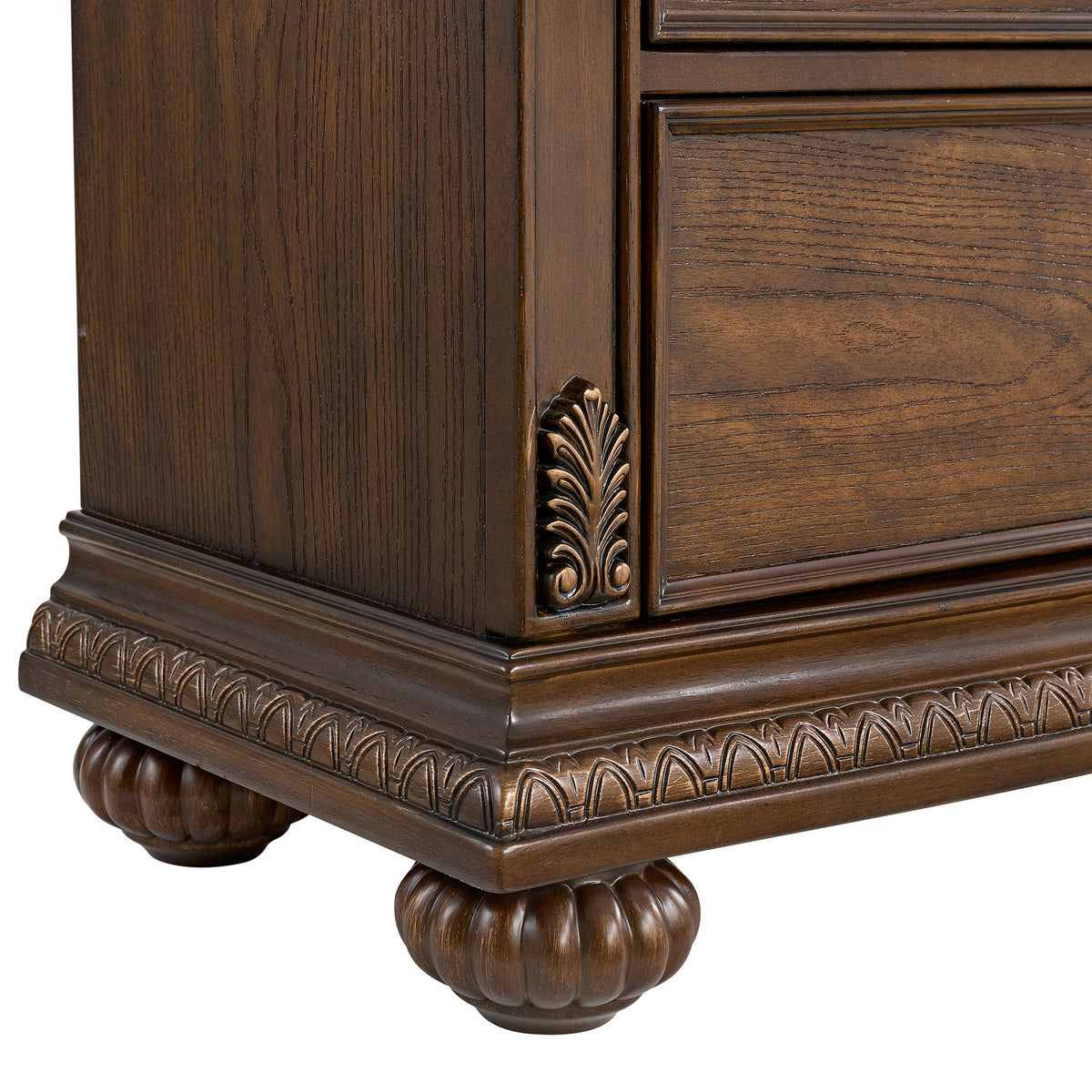 Cadenza Queen UPH 5PC Bedroom Set with Black PU in Brown
